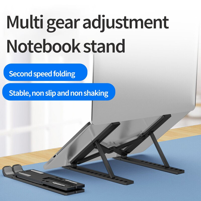 Nešiojamojo kompiuterio stovas sulankstomas stalviršis ABS plastikinis laikiklis, paaukštinamas nešiojamasis saugojimas, šilumos išsklaidymo 10 pavarų reguliuojamas kėlimo pagrindas