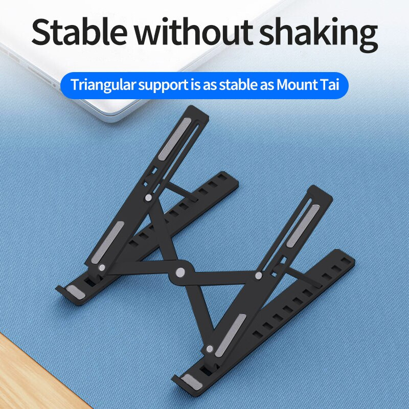 Nešiojamojo kompiuterio stovas sulankstomas stalviršis ABS plastikinis laikiklis, paaukštinamas nešiojamasis saugojimas, šilumos išsklaidymo 10 pavarų reguliuojamas kėlimo pagrindas