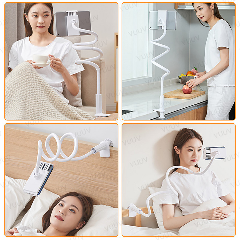 Universalus telefono planšetinio kompiuterio laikiklis lovos stalui Lankstus ilgos rankos laikiklis planšetinio kompiuterio stovas, skirtas iPad Samsung Xiaomi Huawei planšetinio kompiuterio lovos laikiklis