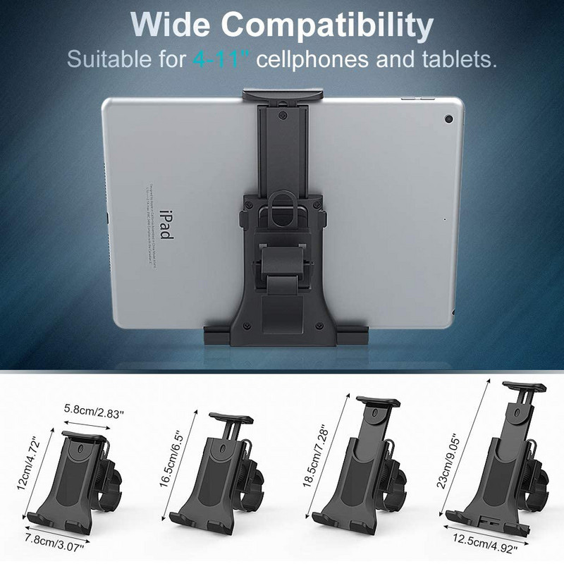 iBudim Bike Bicikl Držač Tableta Univerzalni 4-11 inčni teretana Traka za trčanje Upravljač Držač Tableta Podrška za iPad iPhone