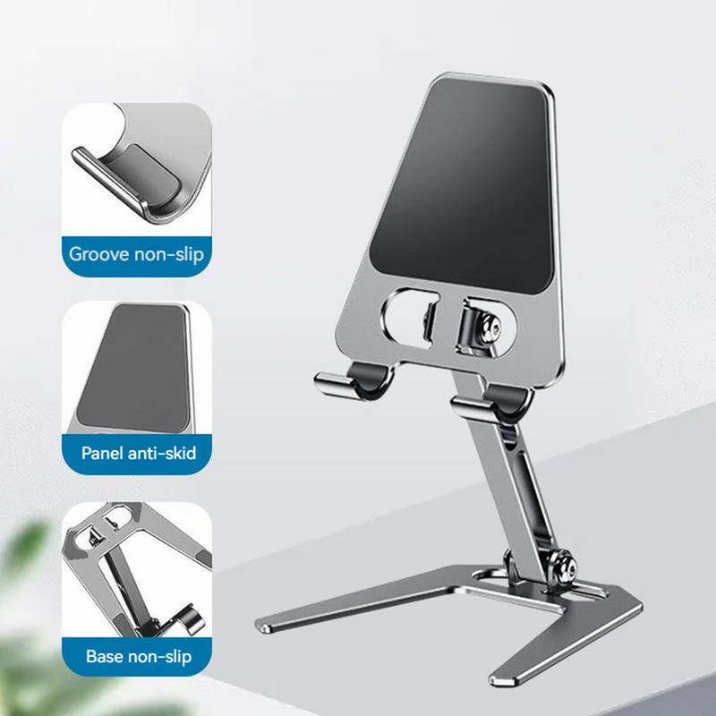 Metalinis planšetės stovas Mobiliojo telefono laikiklis sulankstomas laikiklis Ergonomiški kampai Reguliuojamas neslystantis stalinis stovas