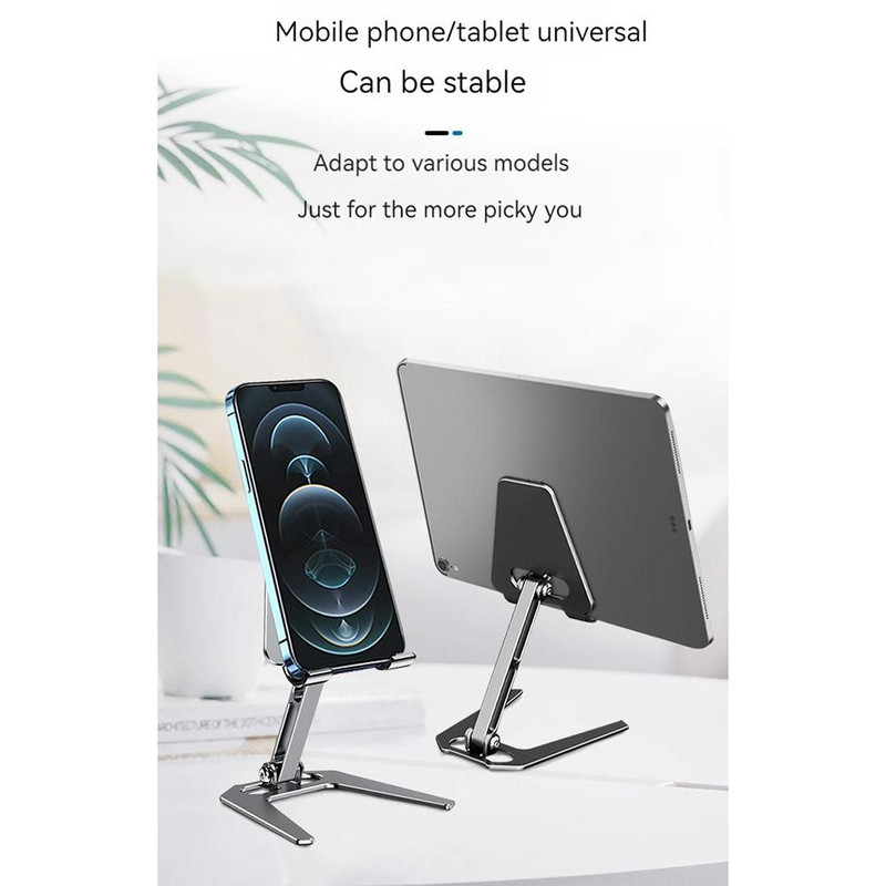 Metalinis planšetės stovas Mobiliojo telefono laikiklis sulankstomas laikiklis Ergonomiški kampai Reguliuojamas neslystantis stalinis stovas