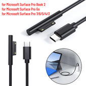 1,5 m USB Type-C maitinimo šaltinis 15 V 3A planšetinio kompiuterio PD greitojo įkroviklio adapterio laidas, skirtas Microsoft Surface Pro 7 6 5 4 3 / Book 2 / Go