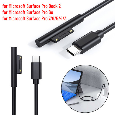 1.5m USB Type-C Power Supply 15V 3A Tablet PD Fast Charger Adapter Cable Cord for Microsoft Surface Pro 7 6 5 4 3/Book 2/Go