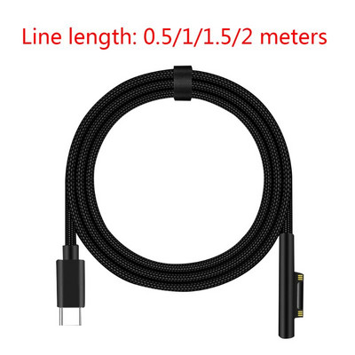 C típusú táp töltő adapter 15V 3A PD gyorstöltő kábel kábel Micro-soft Surface Pro 3 4 5 6 GO 0.5/1/1.5/2m