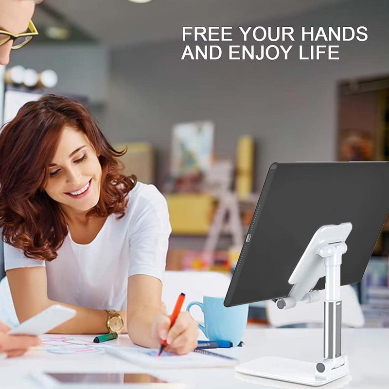 Suport pentru telefon mobil, MALLBCHI Suport pentru telefon cu înălțime cu unghi reglabil pentru birou, Suport pentru telefon complet pliabil/portabil
