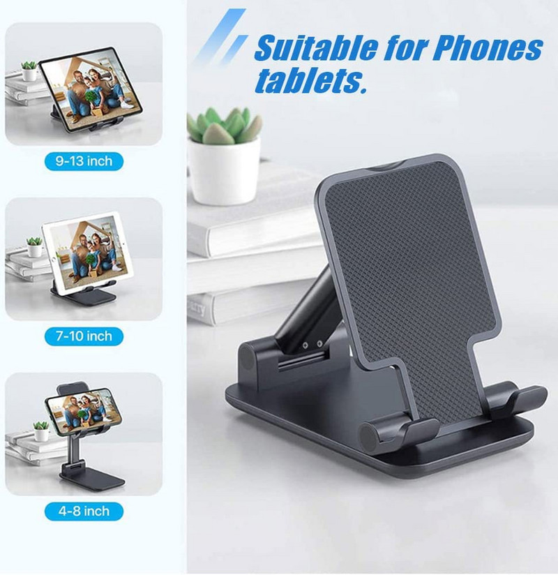 Suport pentru telefon mobil, MALLBCHI Suport pentru telefon cu înălțime cu unghi reglabil pentru birou, Suport pentru telefon complet pliabil/portabil