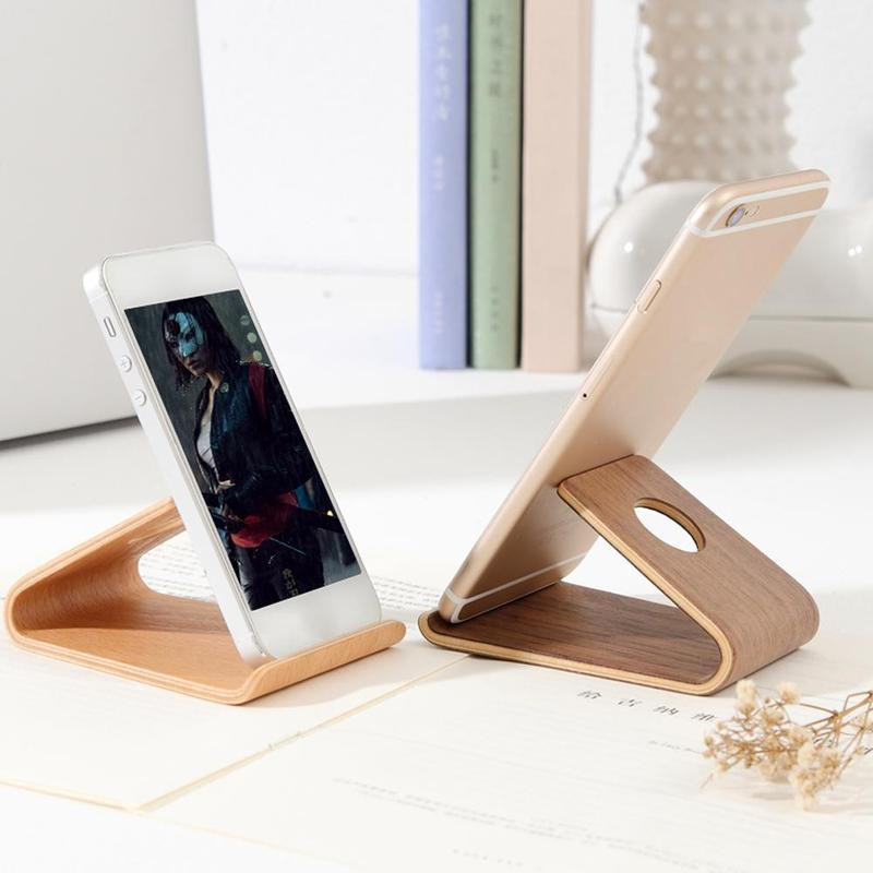 Univerzális fa konzolos táblagép hordozható telefon bambusz fa állványtartó iPhone HuaWei Samsung készülékhez