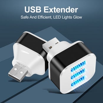 1 брой USB2.0 HUB сплитер, бързо зареждане, 3 порта за телефон, таблет, лаптоп, компютър, зарядни устройства, адаптер с LED индикатор A