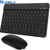 Planšetdatora bezvadu tastatūra iPad Samsung Xiaomi Huawei Teclado ar Bluetooth saderīga tastatūra un pele operētājsistēmai iOS Android Windows