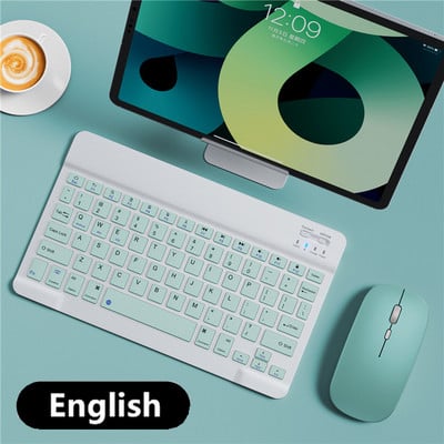 Planšetdatora bezvadu tastatūra iPad Samsung Xiaomi Huawei Teclado ar Bluetooth saderīga tastatūra un pele operētājsistēmai iOS Android Windows