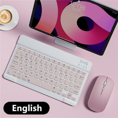 Planšetdatora bezvadu tastatūra iPad Samsung Xiaomi Huawei Teclado ar Bluetooth saderīga tastatūra un pele operētājsistēmai iOS Android Windows
