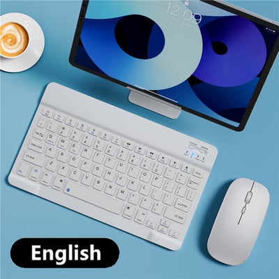 Planšetdatora bezvadu tastatūra iPad Samsung Xiaomi Huawei Teclado ar Bluetooth saderīga tastatūra un pele operētājsistēmai iOS Android Windows