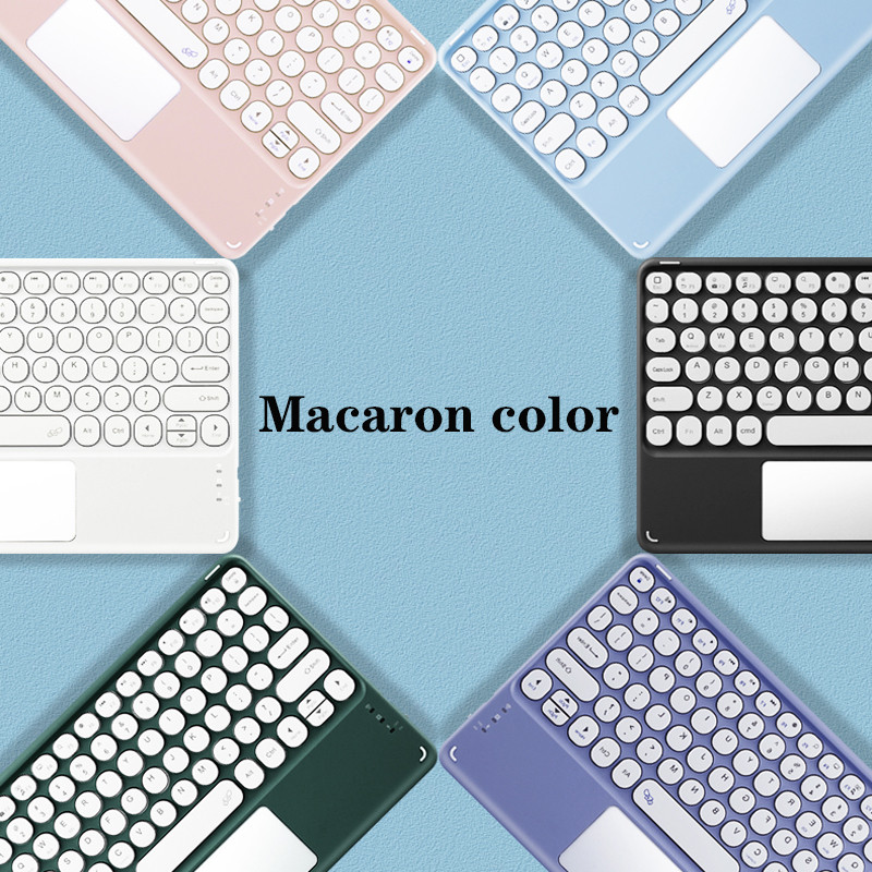 Bluetooth billentyűzet 10 hüvelykes érintőpaddal Xiaomi Huawei Ipad Pro Tablet Mini Pink Fehér vezeték nélküli billentyűzetekhez Játéktartozékok