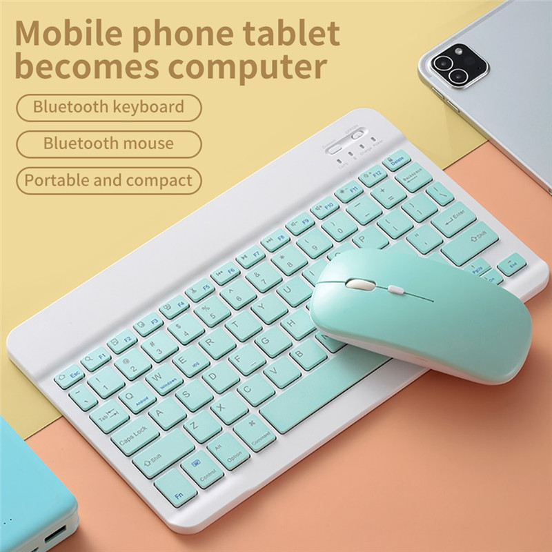 iPad tastatūrai un pelei Combo bezvadu Bluetooth tastatūra Teclado iPad Xiaomi Samsung Huawei planšetdatoram Android IOS Windows