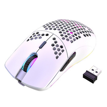 XYH80 Hollow-out Honeycomb 2.4GHz безжична мишка за игри 4 предавки 3200 DPI RGB осветление мишки за настолен компютър лаптоп