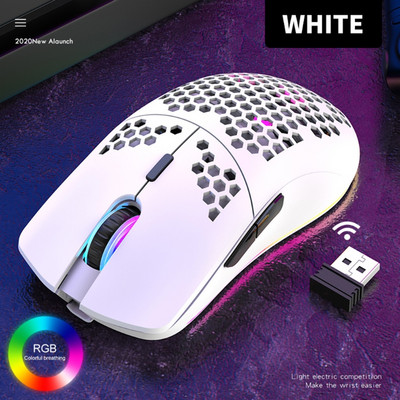 XYH80 Hollow-out Honeycomb 2.4GHz безжична мишка за игри 4 предавки 3200 DPI RGB осветление мишки за настолен компютър лаптоп