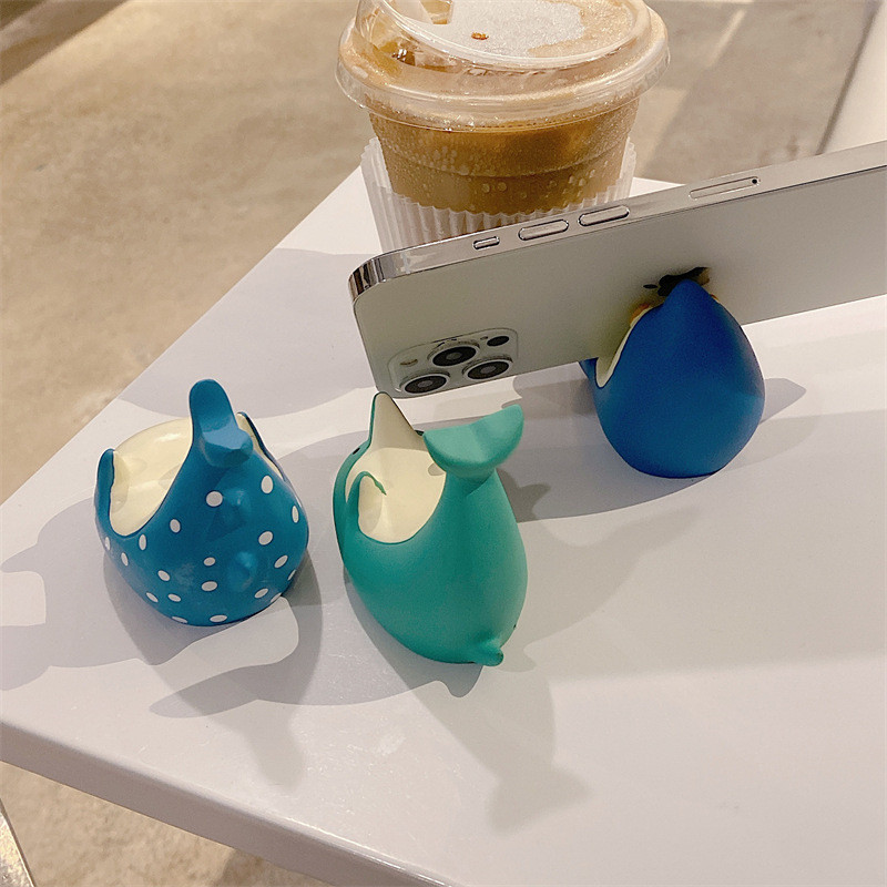 Novi držač mobilnog telefona od smole, pingvin, dupin, podrška za radnu površinu, stabilan držač za stalak sa slatkim životinjama za xiaomi huawei