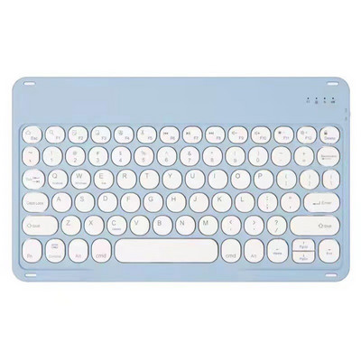 Belaidė „Bluetooth“ klaviatūra Mielas nešiojamasis nešiojamasis kompiuteris mobilusis telefonas „Macaron“ 10 colių „Bluetooth“ klaviatūra su apvaliu dangteliu