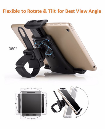 Εύκαμπτη βάση στήριξης πόρπης Tablet Εσωτερικό τιμόνι γυμναστικής σε ποδήλατα γυμναστικής σε διάδρομο Στήριγμα κινητού τηλεφώνου για iPad iPhone