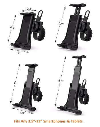Εύκαμπτη βάση στήριξης πόρπης Tablet Εσωτερικό τιμόνι γυμναστικής σε ποδήλατα γυμναστικής σε διάδρομο Στήριγμα κινητού τηλεφώνου για iPad iPhone