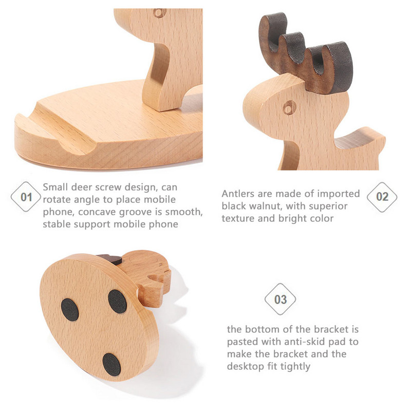 Βάση στήριξης για κινητά επιτραπέζια βάση Μασίφ ξύλο Βάση κινητού τηλεφώνου Ζώο Διακόπτης φορητού υπολογιστή σπιτιού αυτοκινήτου / Ελάφι / Σκύλος / Παιδί / Ελέφαντας