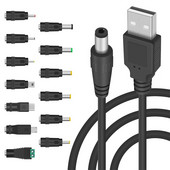 5 V DC 5,5 2,1 mm lizdo įkrovimo kabelis maitinimo laidas, USB į nuolatinės srovės maitinimo laidas su 13 keičiamų kištukų jungčių adapteriais
