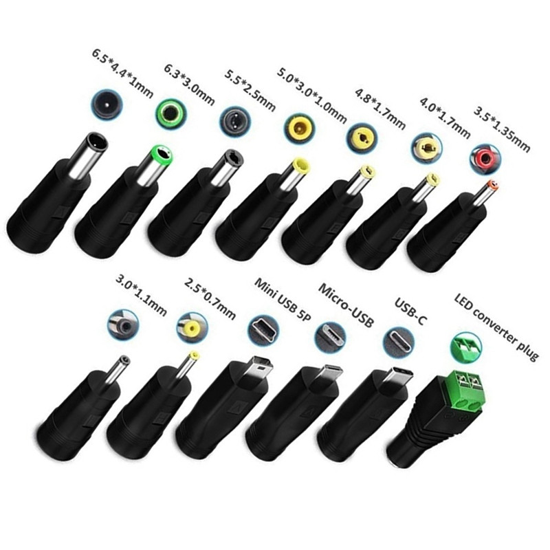 5 V DC 5,5 2,1 mm lizdo įkrovimo kabelis maitinimo laidas, USB į nuolatinės srovės maitinimo laidas su 13 keičiamų kištukų jungčių adapteriais