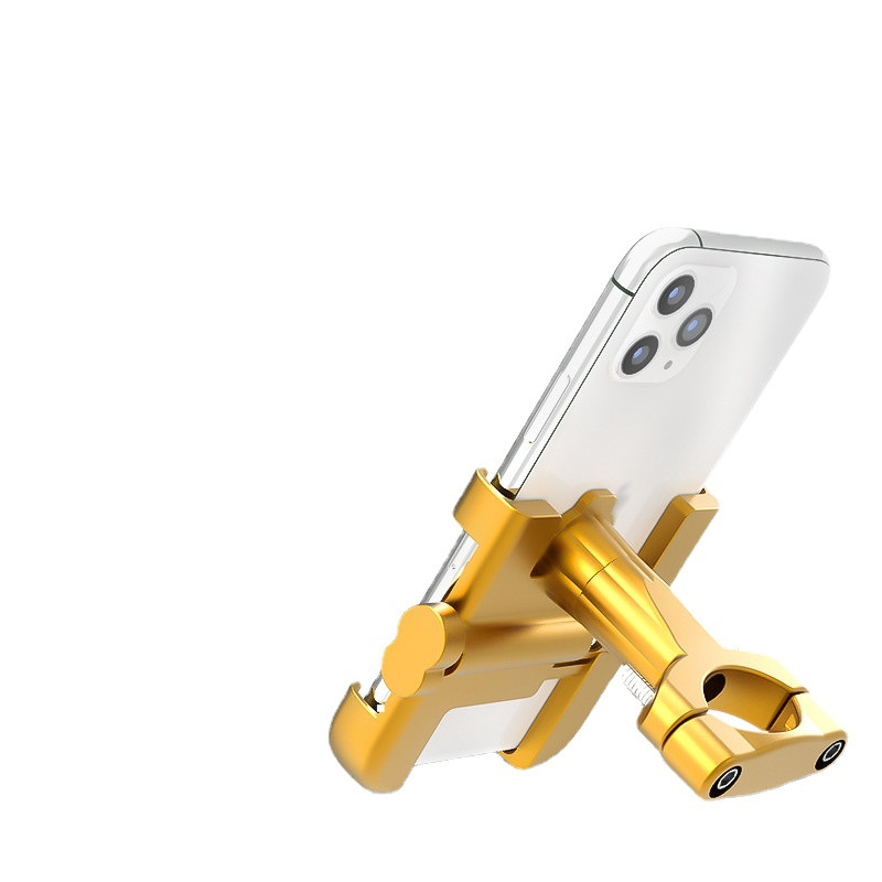 Motocikl, bicikl, rotacija od 360 stupnjeva, držač za mobitel, univerzalni držač za telefon od aluminijske legure, stalak, crno/zlatno