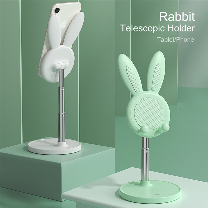 2022 m. mielas zuikis telefono laikiklis stalinio mobiliojo telefono stovo aukščio kampas, reguliuojamas iPhone 11 12 iPad Lovely Rabbit planšetinio kompiuterio palaikymas