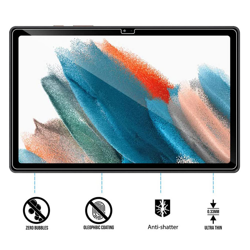 Ekrāna aizsargs Samsung Galaxy Tab A8 10,5 collu planšetdatora aizsargplēvei 2022 X200 X205 caurspīdīga rūdīta stikla plēve, kas aizsargā pret pirkstu nospiedumiem