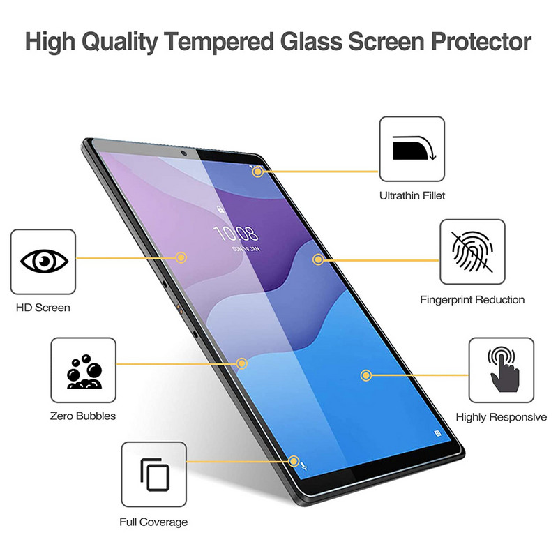 Ekrāna aizsargplēve Lenovo Tab M10 2nd Gen 10,1 collu 9H rūdīta stikla TB-X306F X306X Pret Fingerprint HD caurspīdīga aizsargplēve