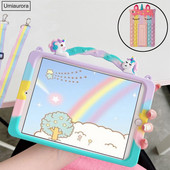 Cartoon Unicorn Kids Bubble Case, skirtas Samsung Galaxy Tab A8 10.5 SM-X200 X205 S6 A7 Lite T500 P610 T290 T220 Silikoninis planšetinio kompiuterio dangtelis