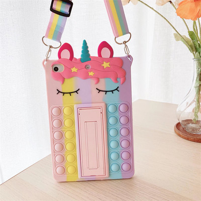 Cartoon Unicorn Kids Bubble Case, skirtas Samsung Galaxy Tab A8 10.5 SM-X200 X205 S6 A7 Lite T500 P610 T290 T220 Silikoninis planšetinio kompiuterio dangtelis