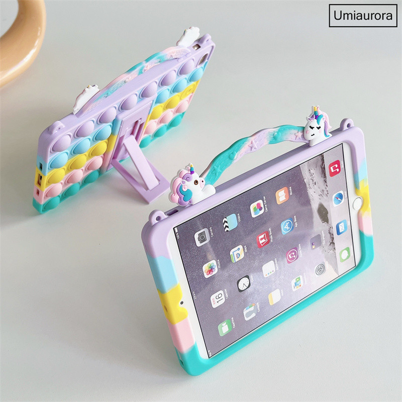 Cartoon Unicorn Kids Bubble Case, skirtas Samsung Galaxy Tab A8 10.5 SM-X200 X205 S6 A7 Lite T500 P610 T290 T220 Silikoninis planšetinio kompiuterio dangtelis