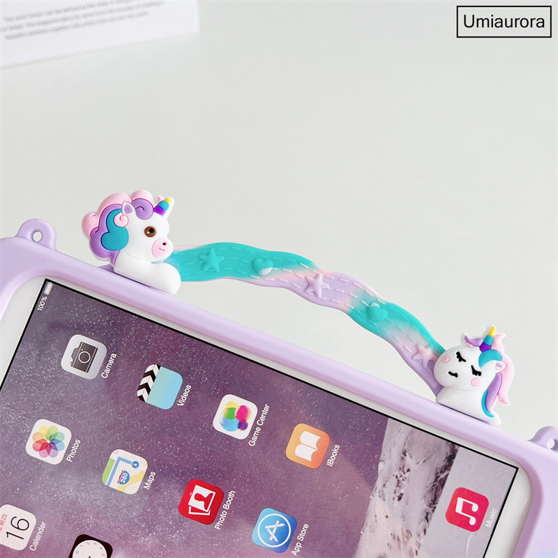 Cartoon Unicorn Kids Bubble Case, skirtas Samsung Galaxy Tab A8 10.5 SM-X200 X205 S6 A7 Lite T500 P610 T290 T220 Silikoninis planšetinio kompiuterio dangtelis