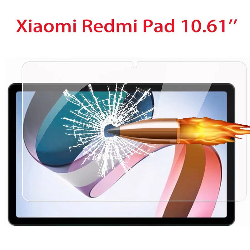 Planšetdatora aizsargplēve Xiaomi Redmi Pad 10,61 collu ekrāna aizsargplēvei, 2022. gada sprādziendroša caurspīdīga 9 H rūdīta stikla plēve bez burbuļiem