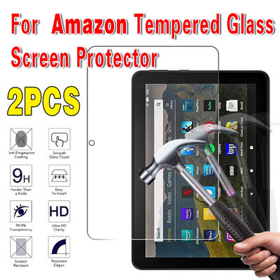 2Pcs Tempered Glass Screen Protector for Amazon Fire 7 5th 7th 9th 12th Fire HD 8 Fire HD10 2017 2019 11th 10 Plus Fire 10 Kids