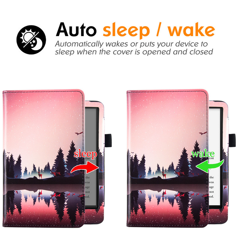 Kindle Paperwhite Signature Edition un Kindle Paperwhite 11. paaudzes korpusa vāks ar statīvu/rokas siksnu un automātisko miega režīmu/modināšanu