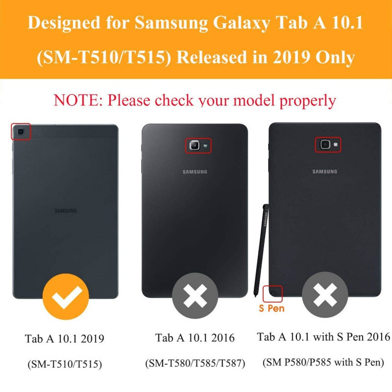 „Samsung Tab A 2019“ 10,1 colio T510 T515 Case 360 besisukantis „Smart Auto-Sleep“ PU stovo dangtelis, skirtas Samsung SM-T510 T515 10,1 colio dangtelis