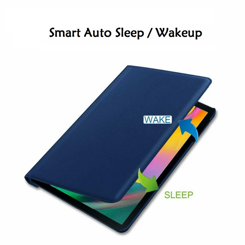 „Samsung Tab A 2019“ 10,1 colio T510 T515 Case 360 besisukantis „Smart Auto-Sleep“ PU stovo dangtelis, skirtas Samsung SM-T510 T515 10,1 colio dangtelis