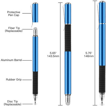 Универсален стилус 2 в 1 Precision Series Disc Stylus писалки за рисуване със сензорен екран за всички капацитивни мобилни телефони, таблети, лаптопи