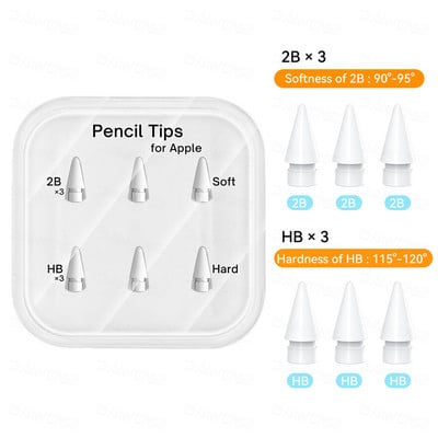 Ceruzacsúcsok Apple Pencil 1. 2. generációhoz, kétrétegű 2B puha és HB kemény iPad tollhegyhez, 4 éves használatra elegendő
