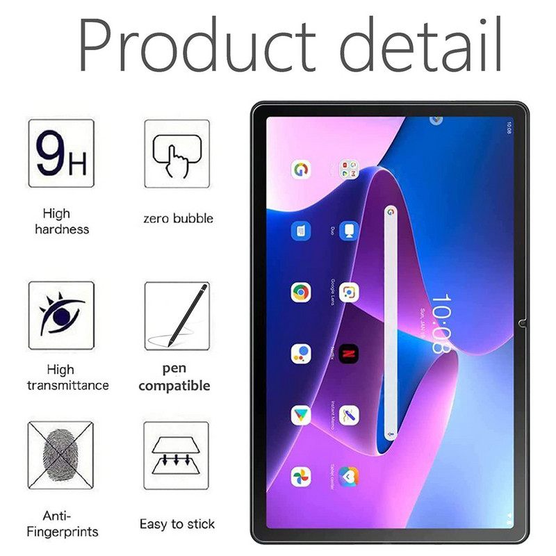 2 pakiranja zaštitnika zaslona tableta za Lenovo Tab M10 Plus 3. generacije 10,6 inča, zaštitna 2022 9H folija od kaljenog stakla protiv otisaka prstiju