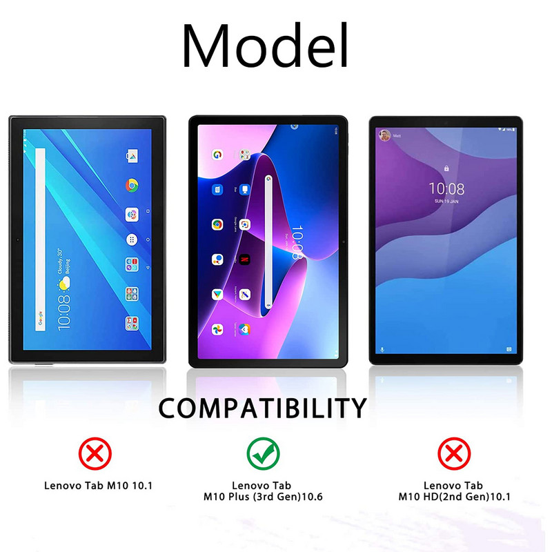 2 pakiranja zaštitnika zaslona tableta za Lenovo Tab M10 Plus 3. generacije 10,6 inča, zaštitna 2022 9H folija od kaljenog stakla protiv otisaka prstiju