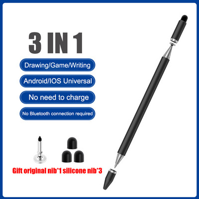 3 u 1 Univerzalna pametna olovka za Stylus iPad Apple Android Lenovo Xiaomi Samsung Tablet Zaslon osjetljiv na dodir Kapacitivna olovka za crtanje