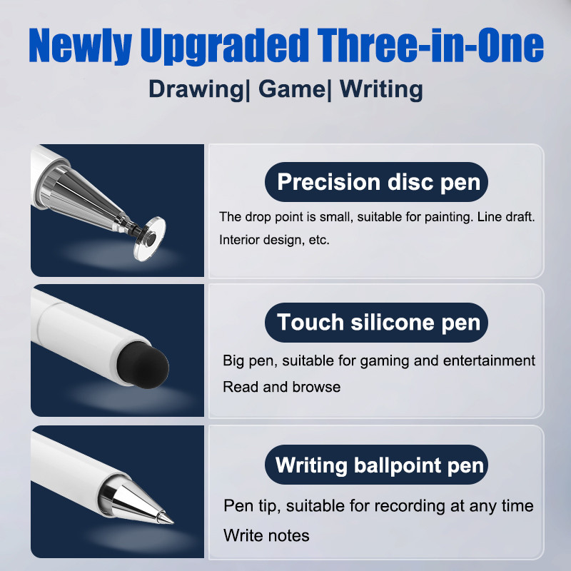 3 u 1 Univerzalna pametna olovka za Stylus iPad Apple Android Lenovo Xiaomi Samsung Tablet Zaslon osjetljiv na dodir Kapacitivna olovka za crtanje