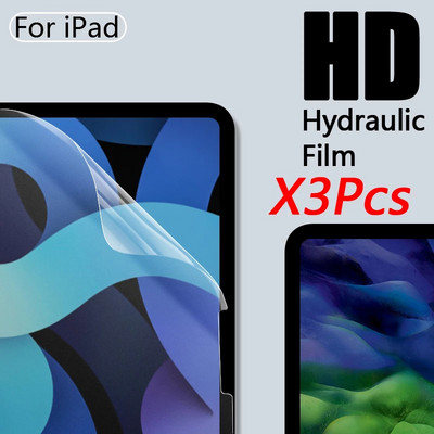 3PCS Soft Hydrogel Film For iPad Mini 6 Air 5 4 3 2 1 Screen Protectors Pro 11 10.5 10.2 7th 8th 9th PET HD Clear Film Tablet
