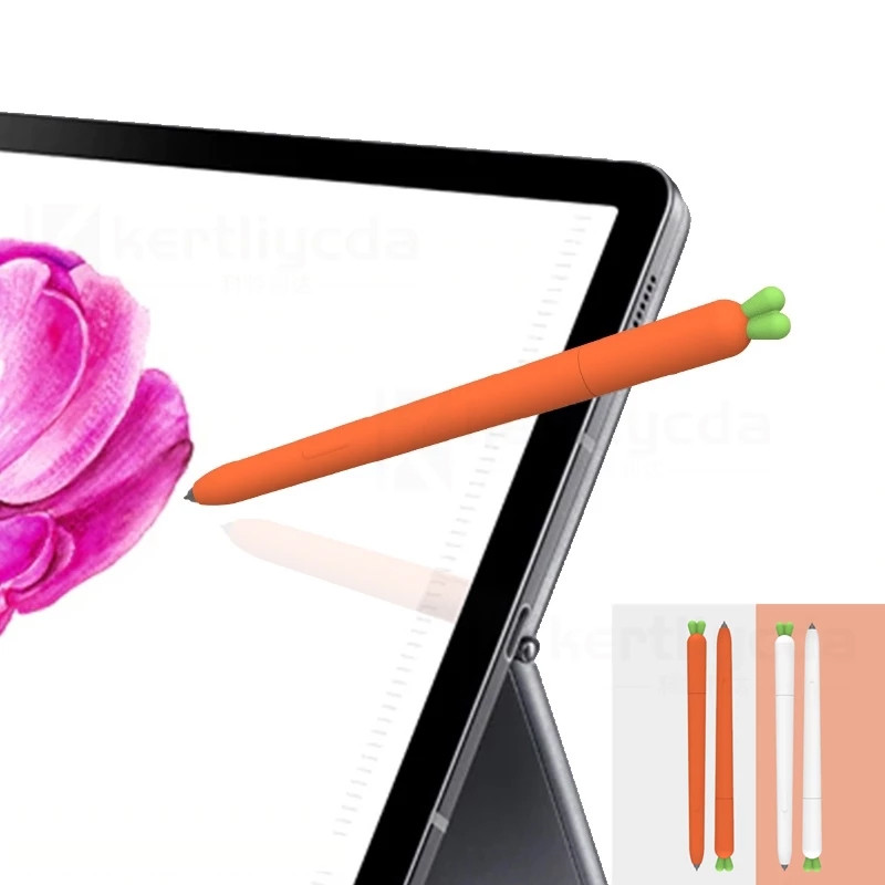 Sárgarépa Zöldségmodell Puha tok Szilikon burkolat Samsung Galaxy Tab S Pen S6 Lite S7 Tablet Stylus ceruzatartóhoz