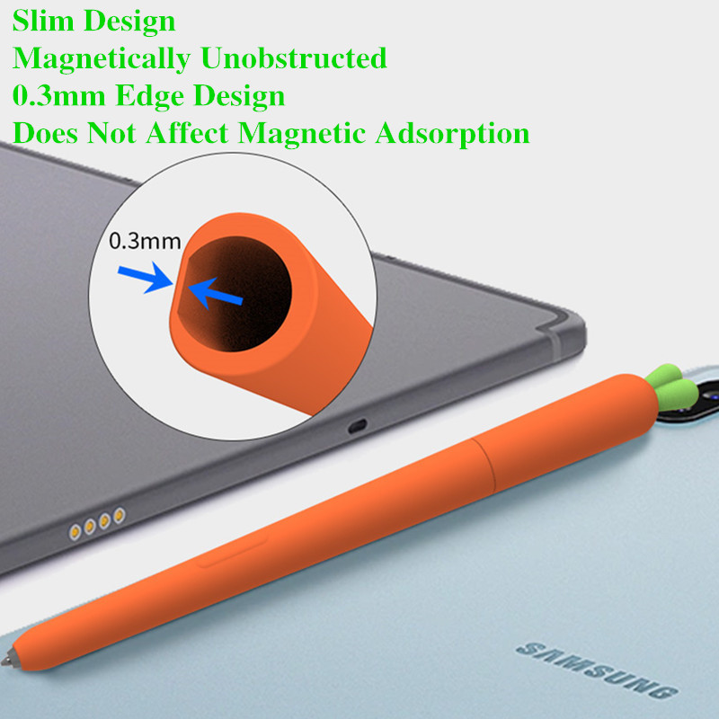 Sárgarépa Zöldségmodell Puha tok Szilikon burkolat Samsung Galaxy Tab S Pen S6 Lite S7 Tablet Stylus ceruzatartóhoz